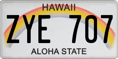 HI license plate ZYE707
