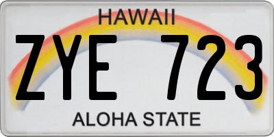 HI license plate ZYE723