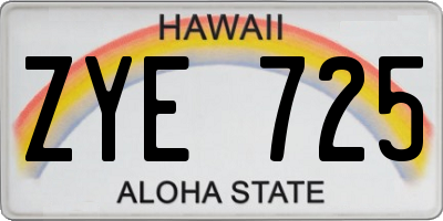 HI license plate ZYE725