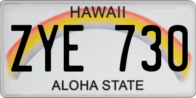 HI license plate ZYE730