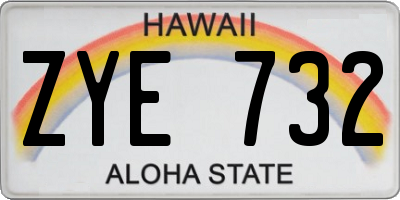 HI license plate ZYE732