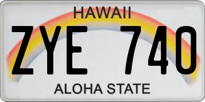 HI license plate ZYE740