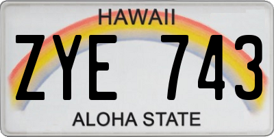 HI license plate ZYE743