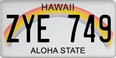 HI license plate ZYE749