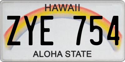 HI license plate ZYE754