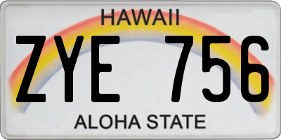 HI license plate ZYE756