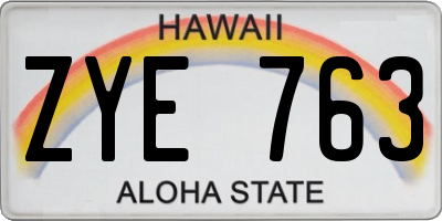 HI license plate ZYE763