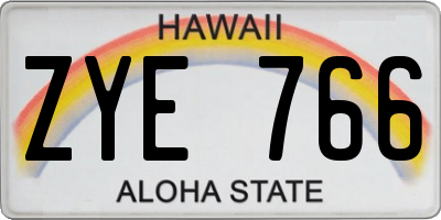 HI license plate ZYE766