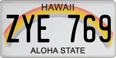 HI license plate ZYE769