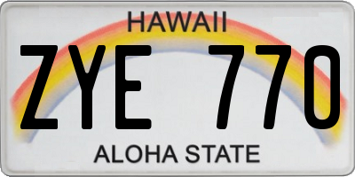 HI license plate ZYE770