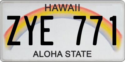HI license plate ZYE771
