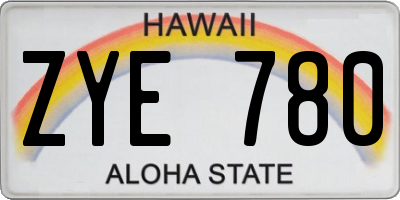 HI license plate ZYE780