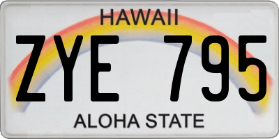 HI license plate ZYE795