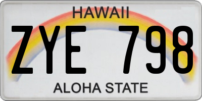HI license plate ZYE798