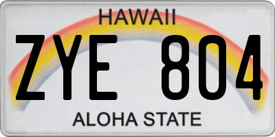 HI license plate ZYE804