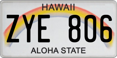 HI license plate ZYE806