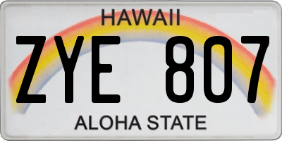 HI license plate ZYE807