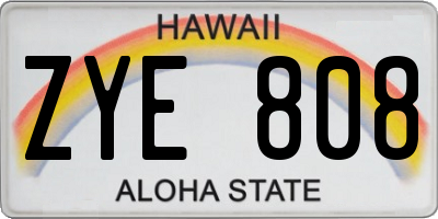 HI license plate ZYE808