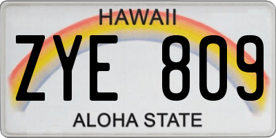 HI license plate ZYE809