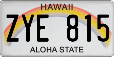 HI license plate ZYE815