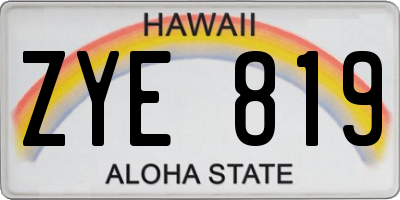 HI license plate ZYE819