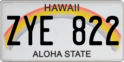 HI license plate ZYE822