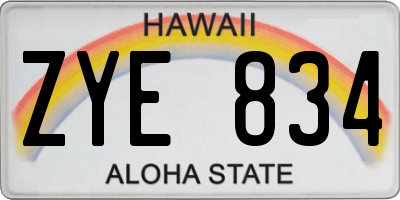 HI license plate ZYE834