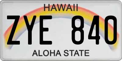 HI license plate ZYE840