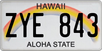 HI license plate ZYE843