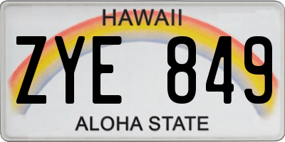 HI license plate ZYE849