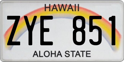 HI license plate ZYE851