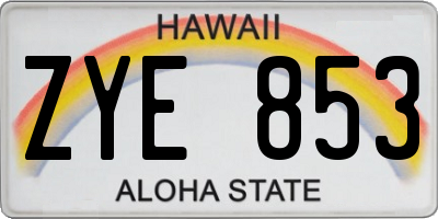 HI license plate ZYE853