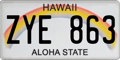 HI license plate ZYE863