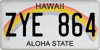 HI license plate ZYE864