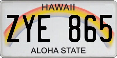 HI license plate ZYE865