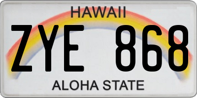 HI license plate ZYE868
