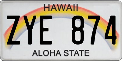 HI license plate ZYE874
