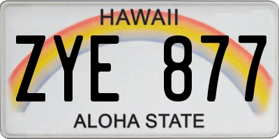 HI license plate ZYE877