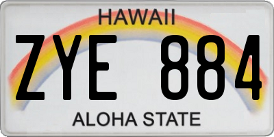 HI license plate ZYE884
