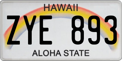 HI license plate ZYE893