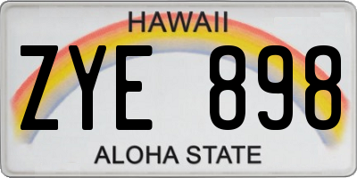 HI license plate ZYE898