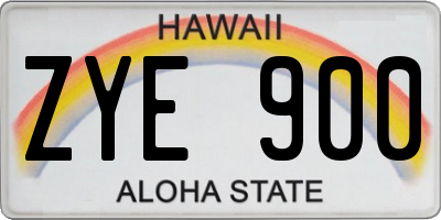 HI license plate ZYE900