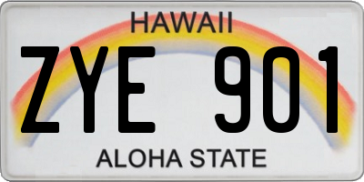 HI license plate ZYE901