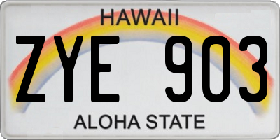 HI license plate ZYE903