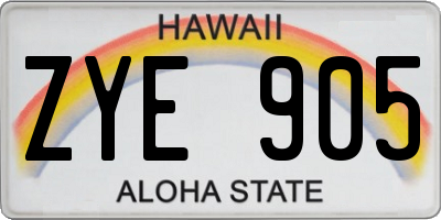 HI license plate ZYE905