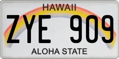 HI license plate ZYE909