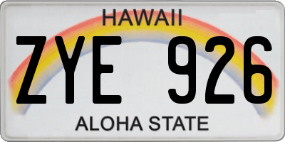 HI license plate ZYE926