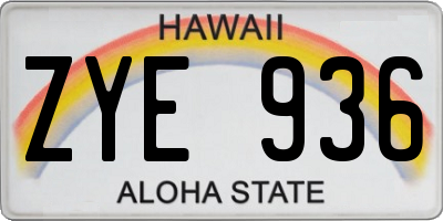 HI license plate ZYE936