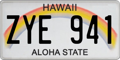 HI license plate ZYE941