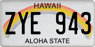HI license plate ZYE943